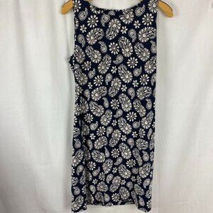 Tommy Hilfiger Navy Paisley  Floral Pull Over Round Neck Stretch Shift Dress Wom